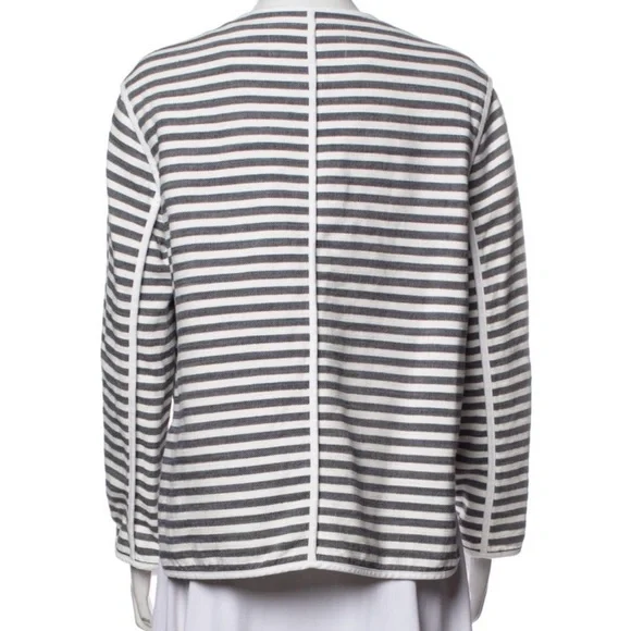 Lafayette 148 Striped Evening Jacket Size: M Striped Gray and White - Picture 3 of 3